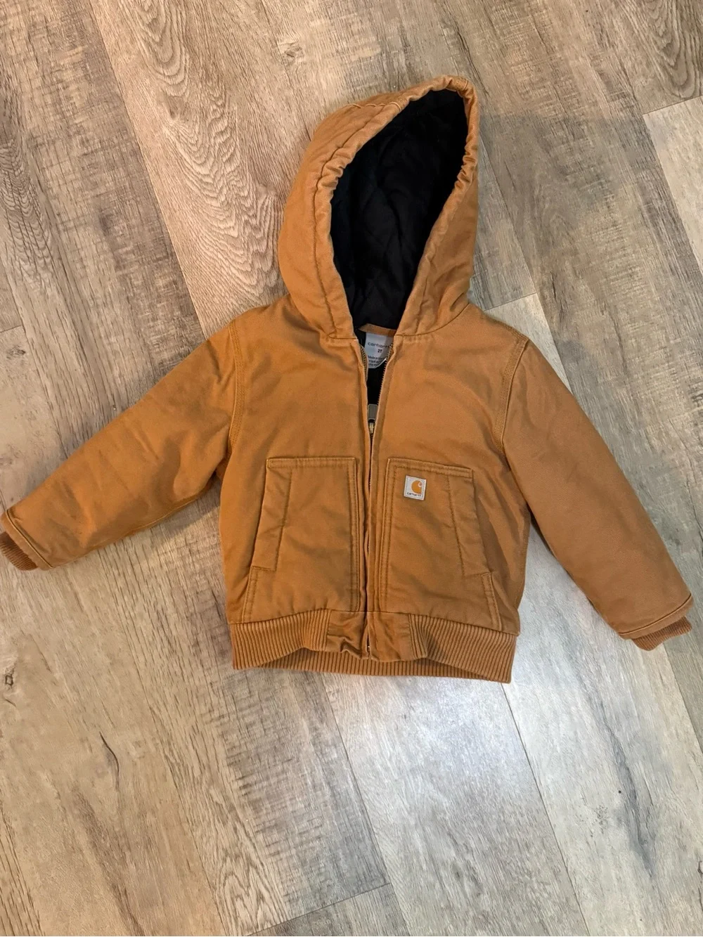 Carhartt Tan Hooded Canvas Jacket Size 2T
